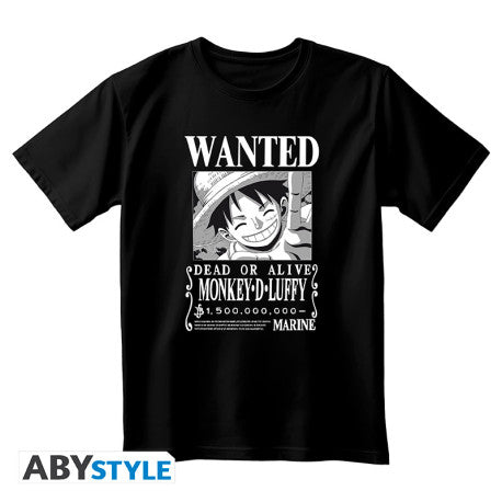 ONE PIECE WANTED LUFFY BW T-SHIRT M
