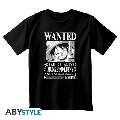 ONE PIECE WANTED LUFFY BW T-SHIRT M