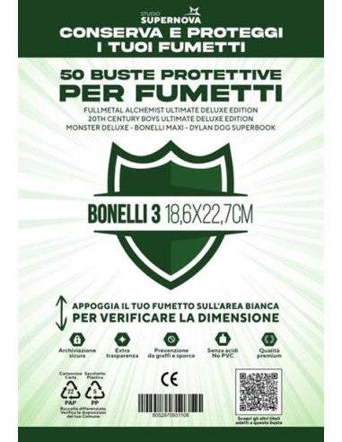STUDIO SUPERNOVA - 50 BUSTE PROTETTIVE BONELLI 3 (18,6 X 22,7)